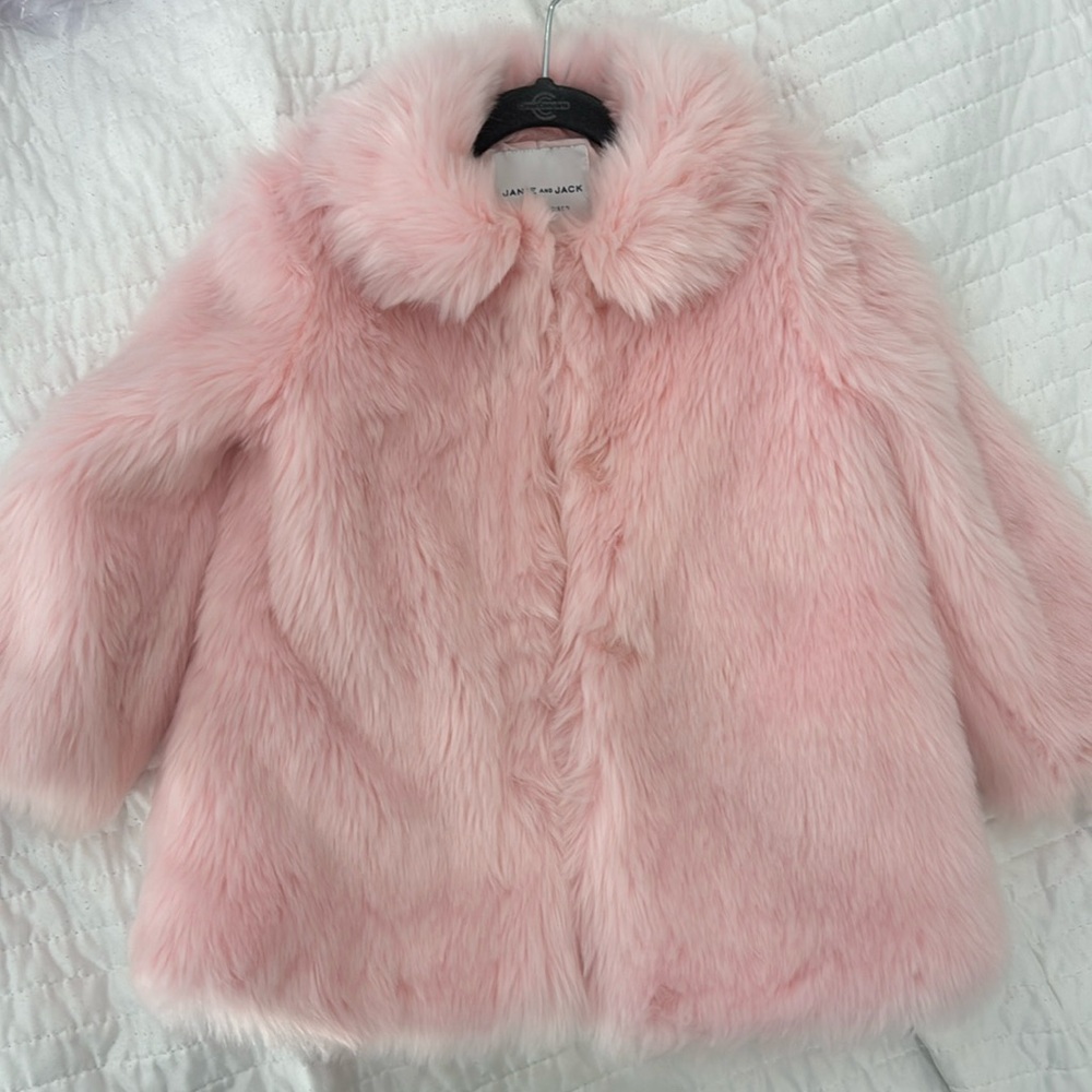 Janie and Jack Pink Faux Fur Puffer Coat